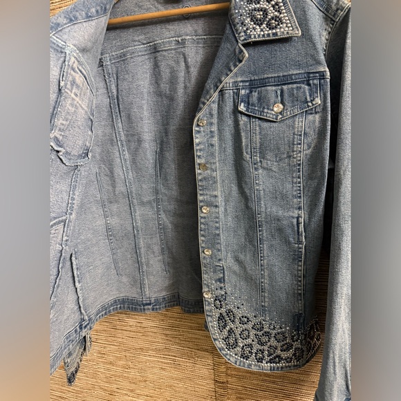 Christine Alexander Rhinestone Bling Blue Denim Jean Jacket Women Size Large - Picture 8 of 13